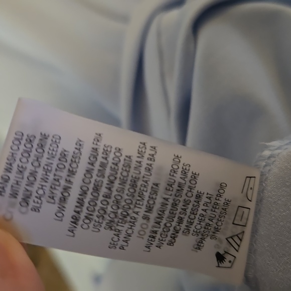 Calvin Klein Light Blue Top Puckered Short Sleeves Stretch Size Large Excellent - Picture 7 of 7